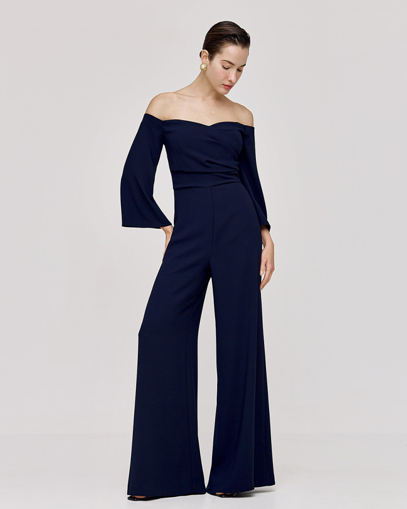 Off-the-shoulder jumpsuit with wrap top