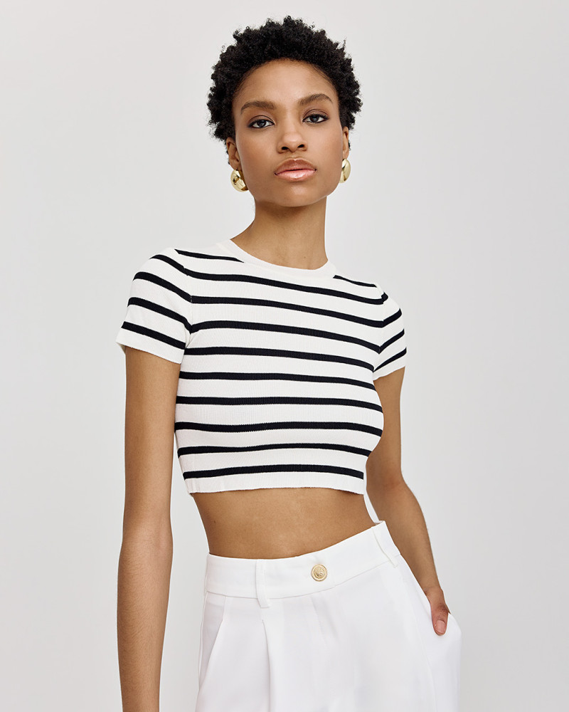 Short-sleeve striped top