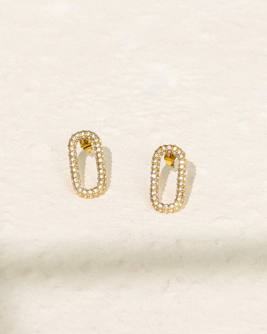 Earrings oval with rhinestones