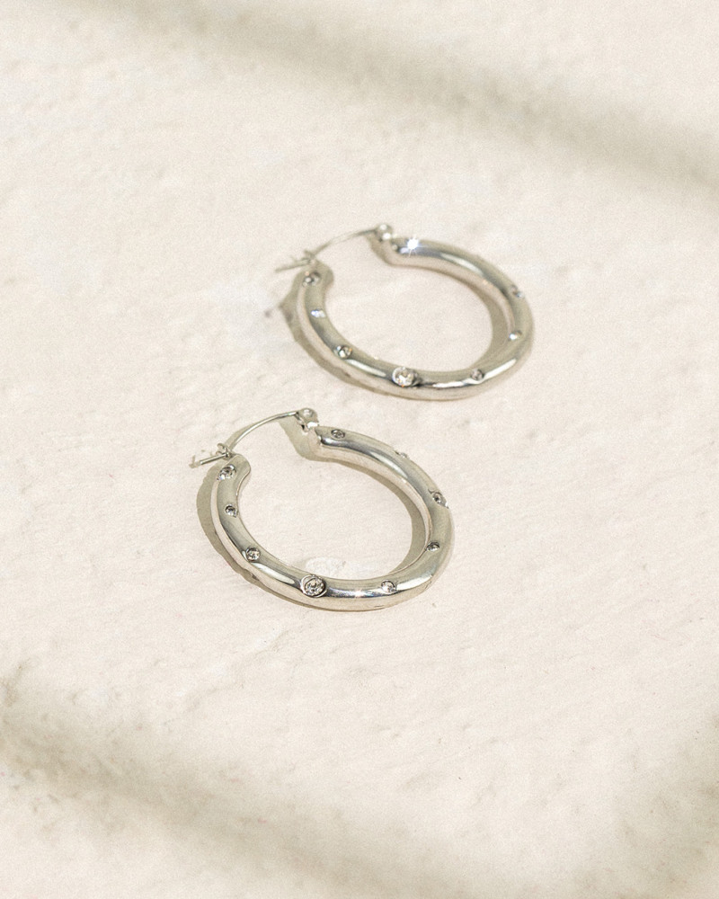 Hoop earrings with rhinestone details