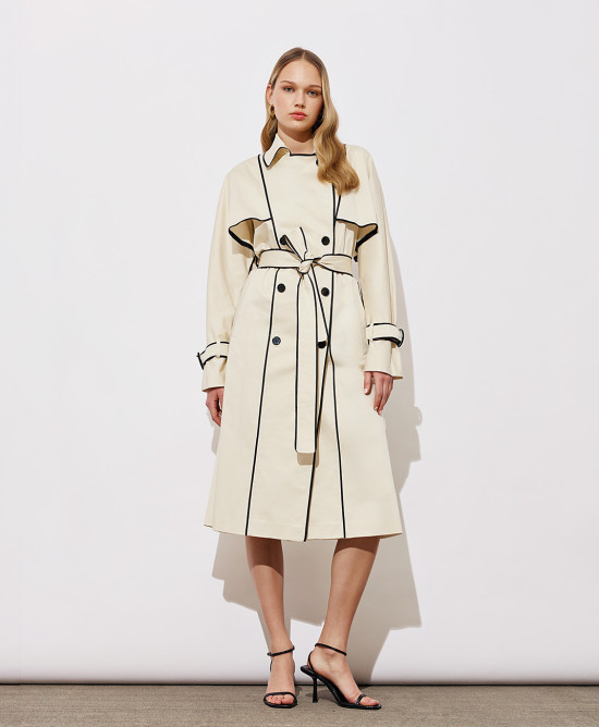 Contrasting detailed trench coat