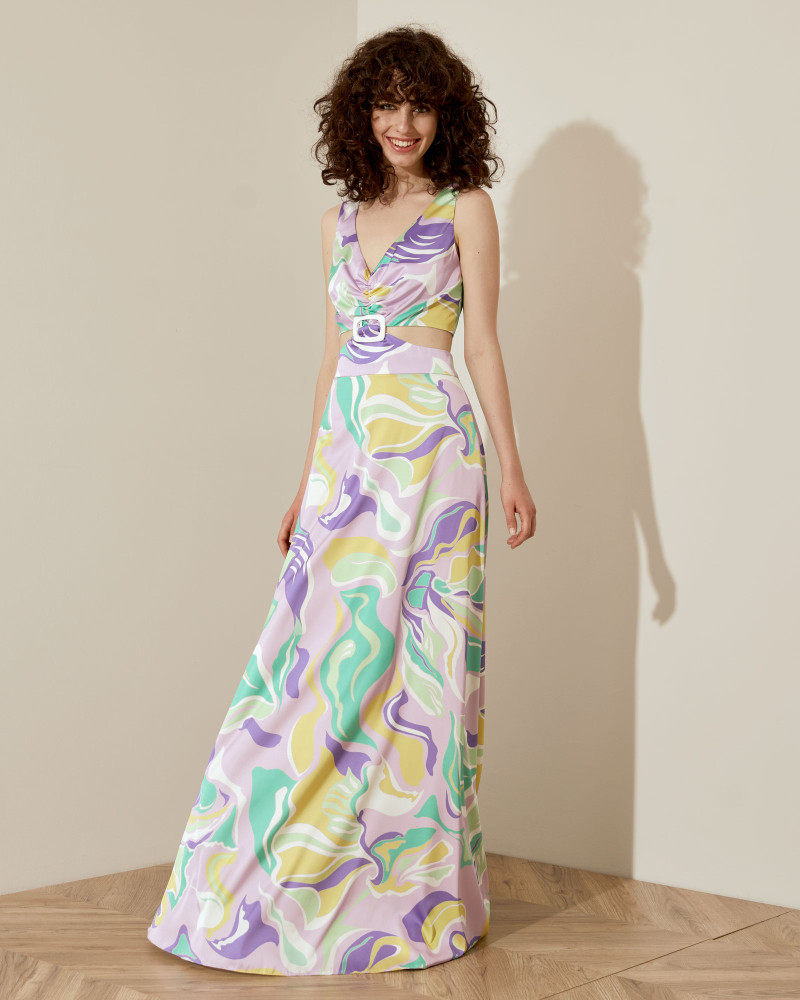 Printed dress with cutout sides