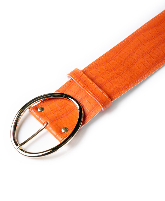 Belt with faux croco leather