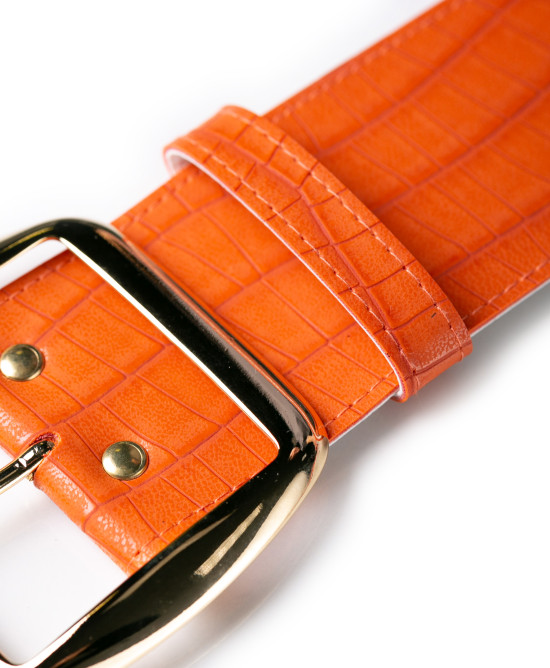 Belt with croco faux leather effect