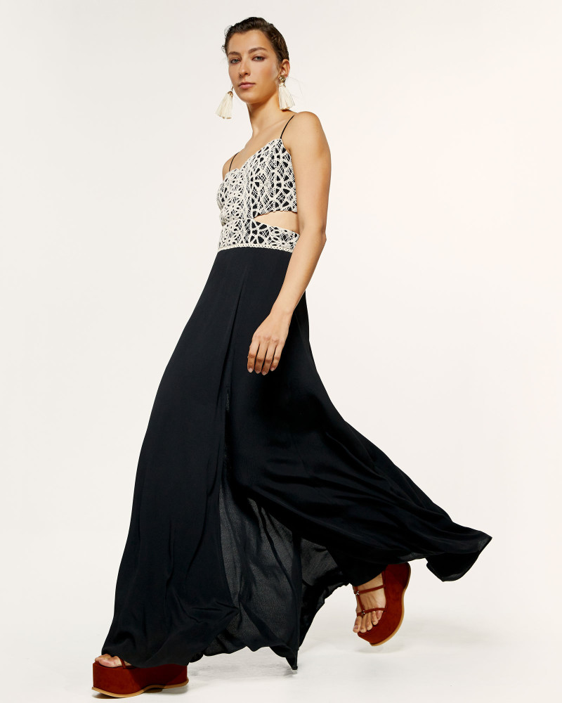 Maxi dress with lace and cutouts