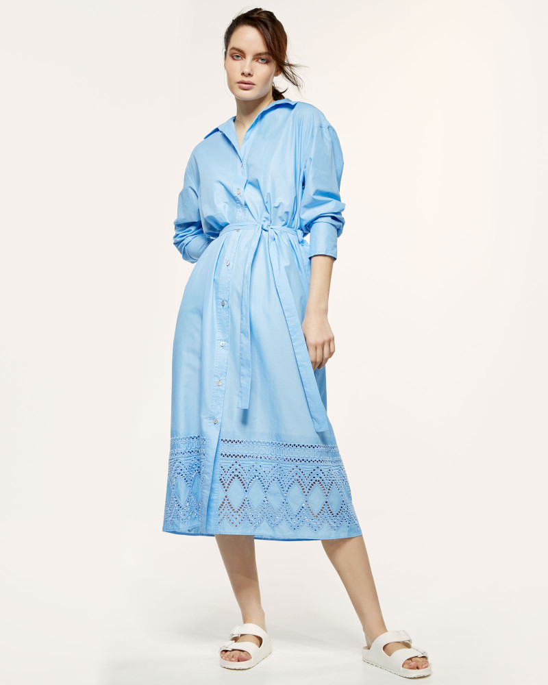 Shirt dress with broderie detail
