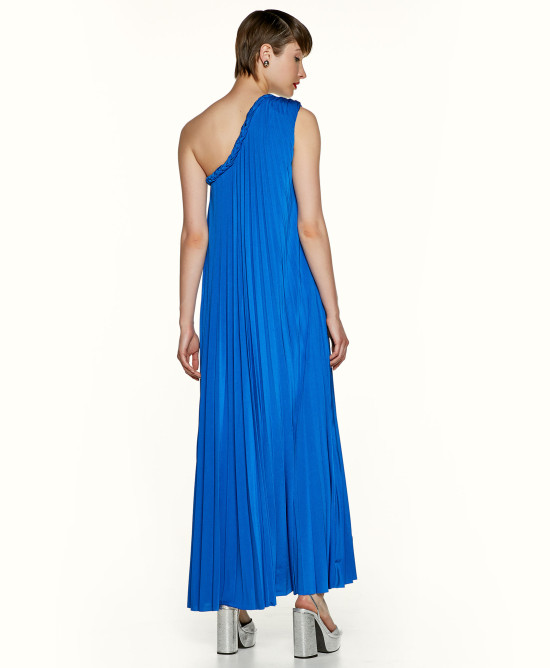Maxi pleated dress with one shoulder,