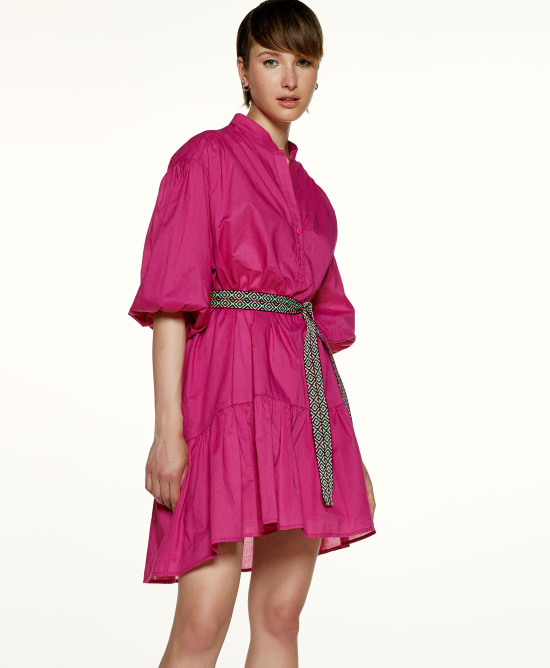 Dress with puffed sleeves and ruffles