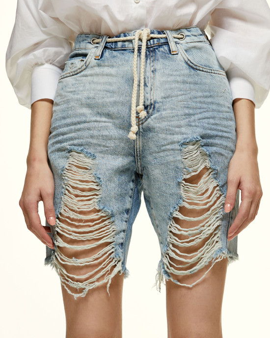 Bermuda jeans with ripped details