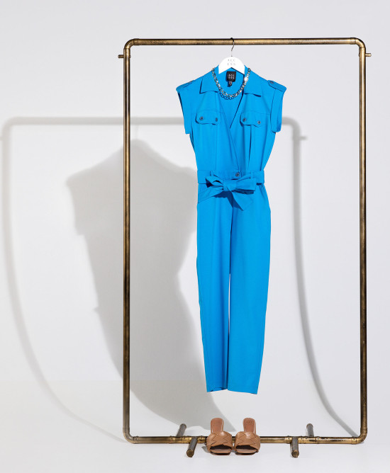Crossover jumpsuit with straps