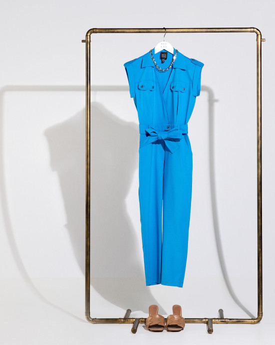 Crossover jumpsuit with straps