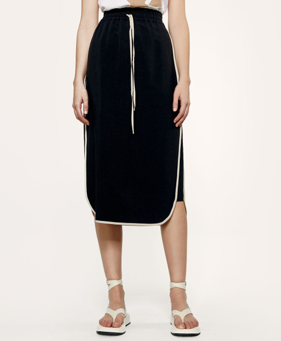 Midi skirt with pipping detail