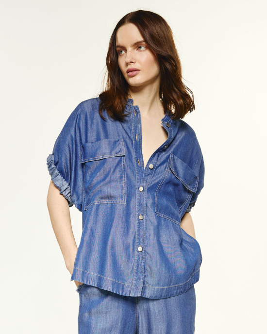 Denim shirt with turn up sleeves
