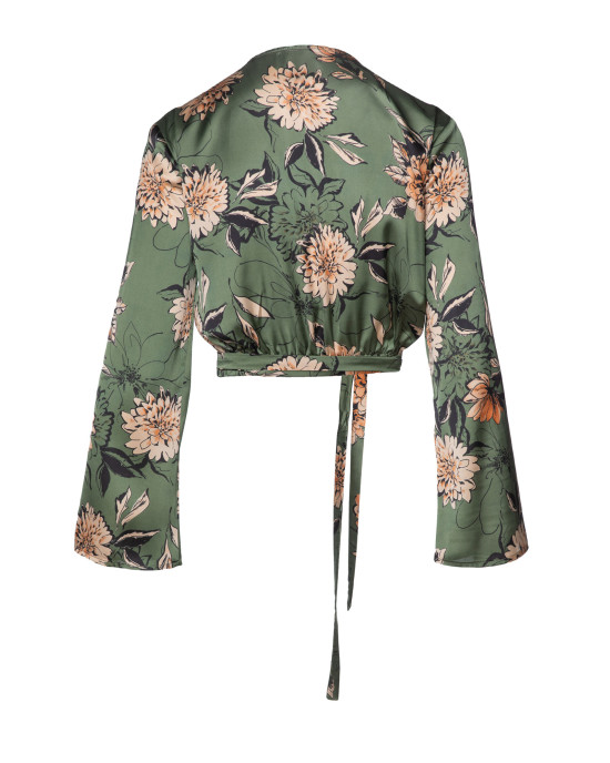 Crossover flower print blouse