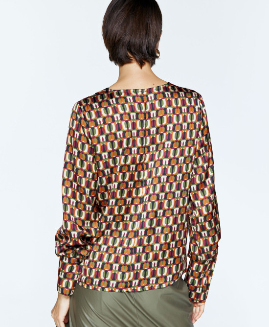 Crossover blouse 70s print