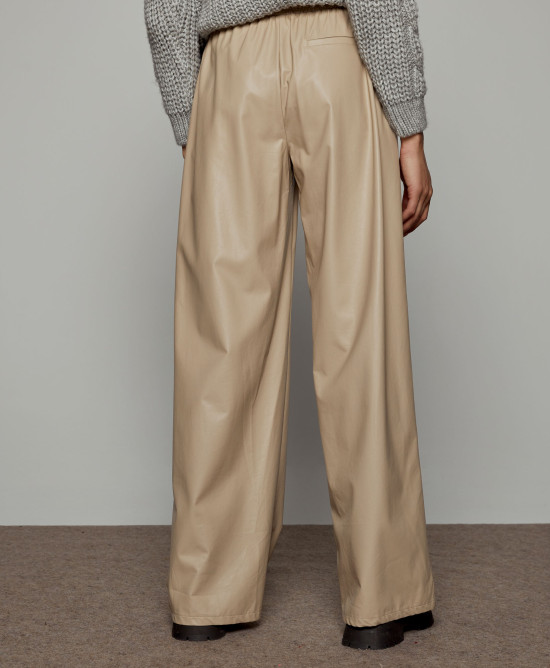 Faux leather effect pants with elastic waist
