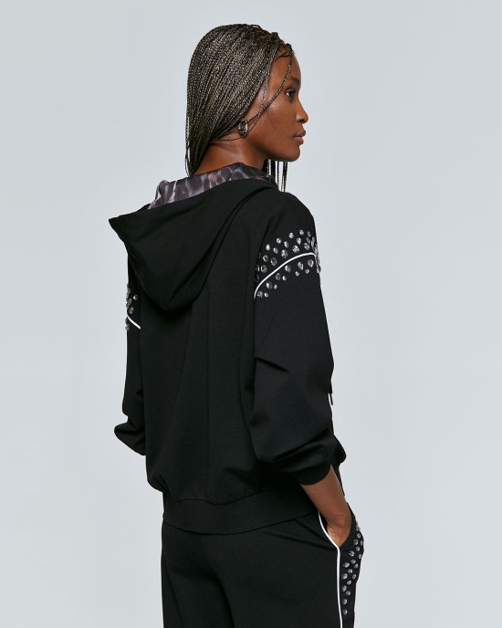 Sweat jacket with embroidered beads