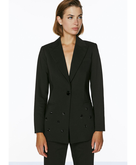 Embroidered blazer with fitted waistline