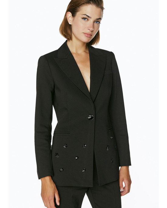 Embroidered blazer with fitted waistline