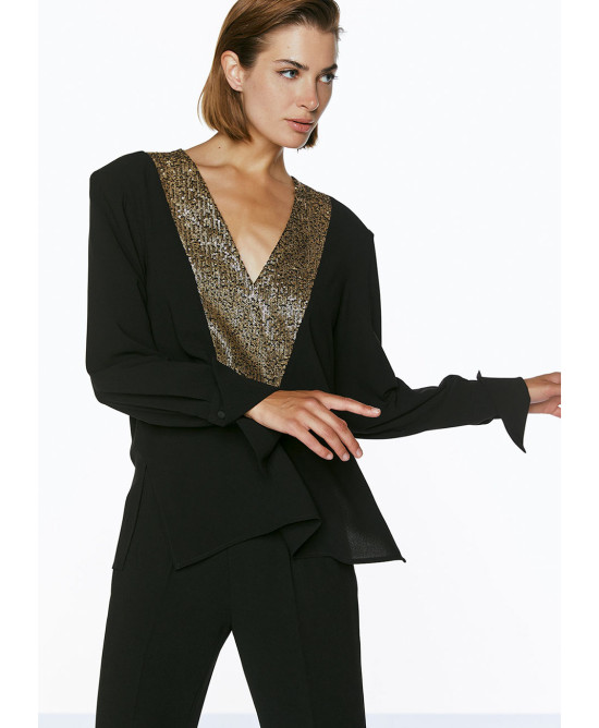 Long sleeve blouse with sequins