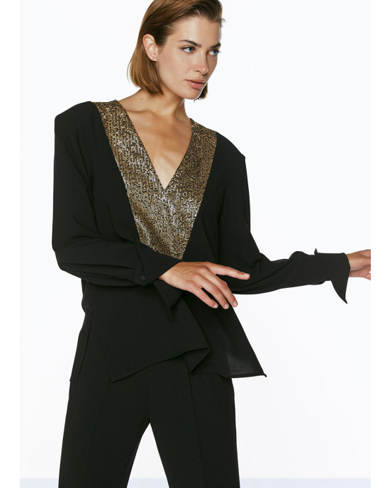 Long sleeve blouse with sequins