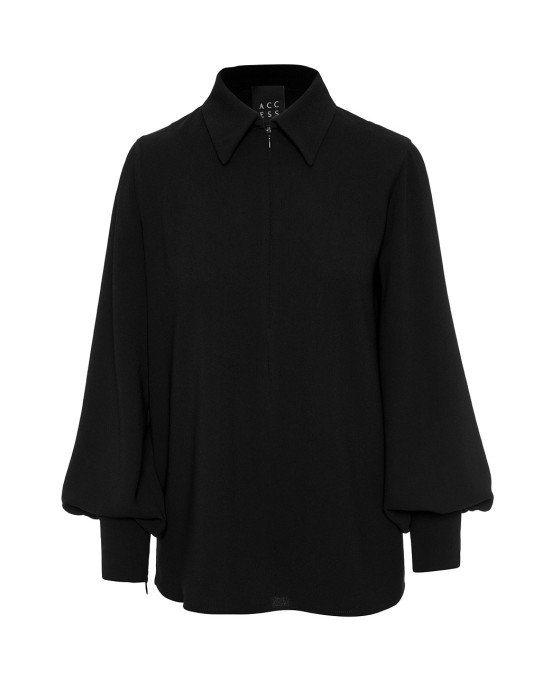 Blouse with collar and fron zipper