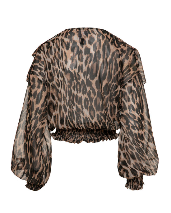 Leopard printed blouse with ruffles