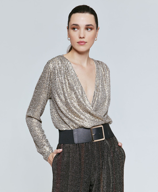 Crossover sequin blouse