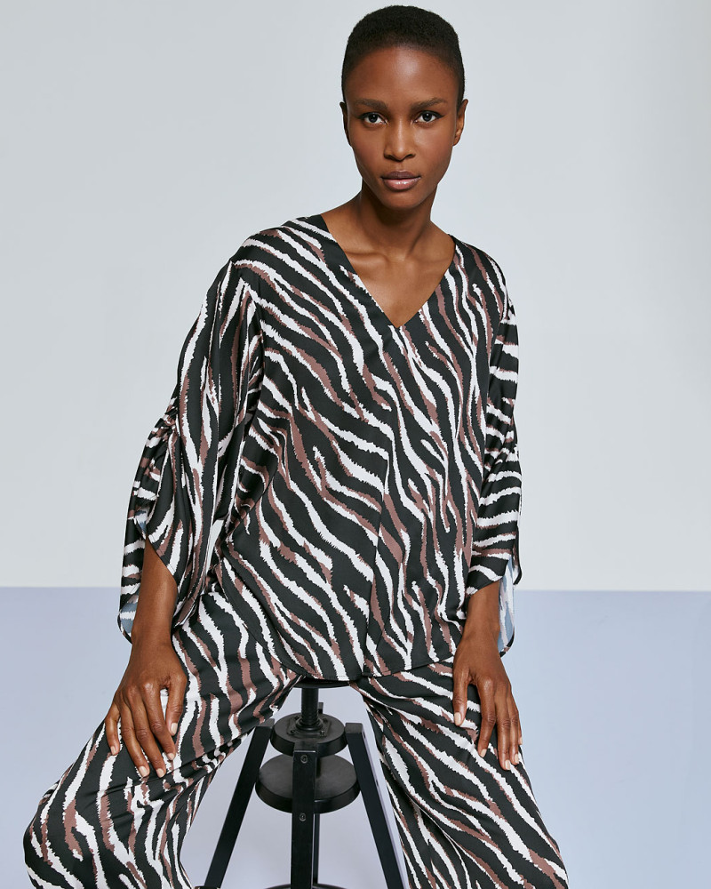 Zebra printed blouse V neckline