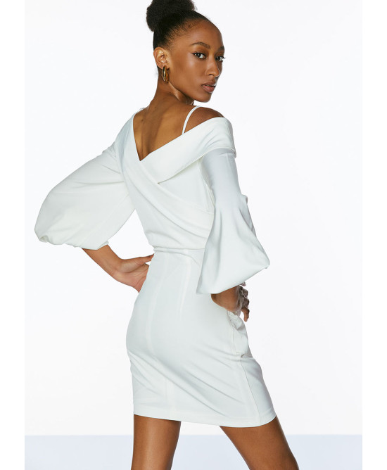 Mini one-shoulder dress with gatherings