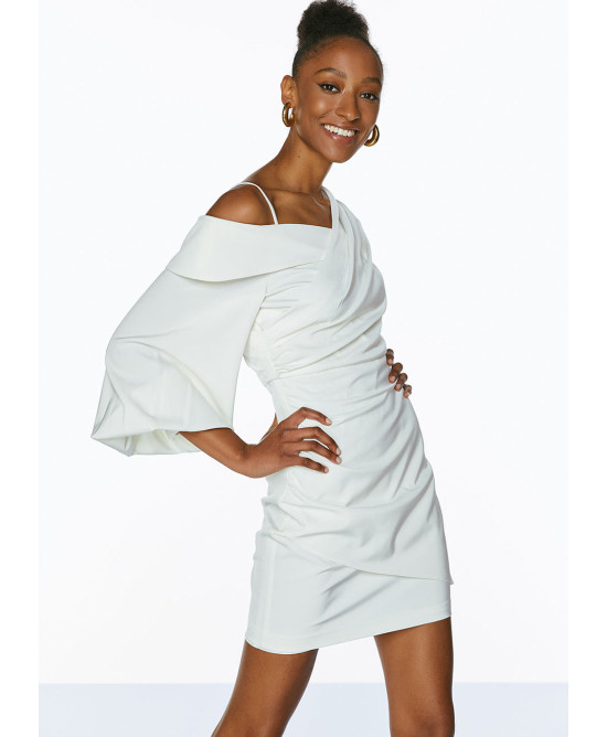 Mini one-shoulder dress with gatherings