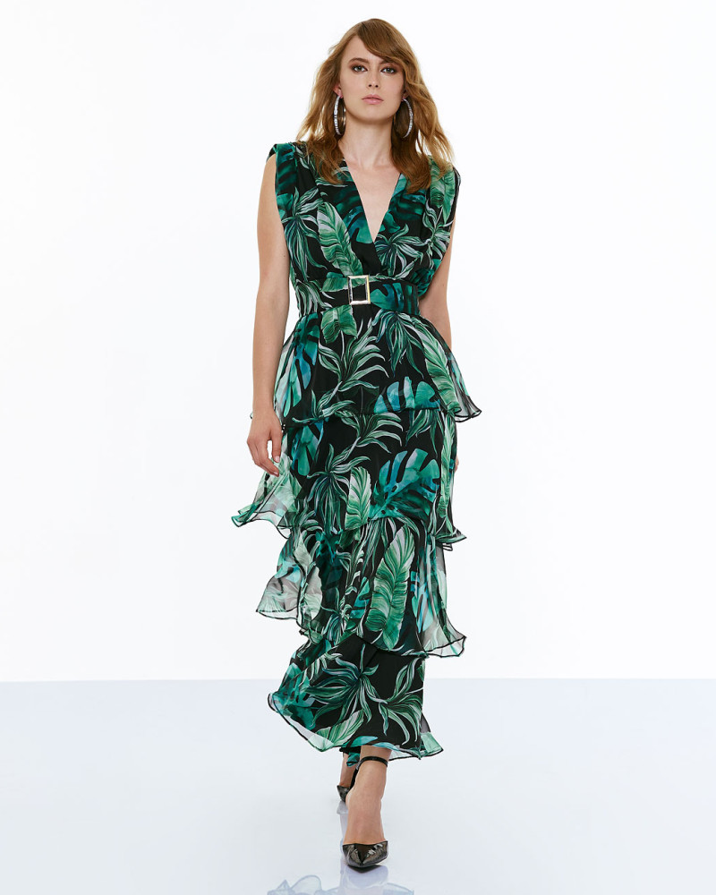 Printed maxi crossover dress