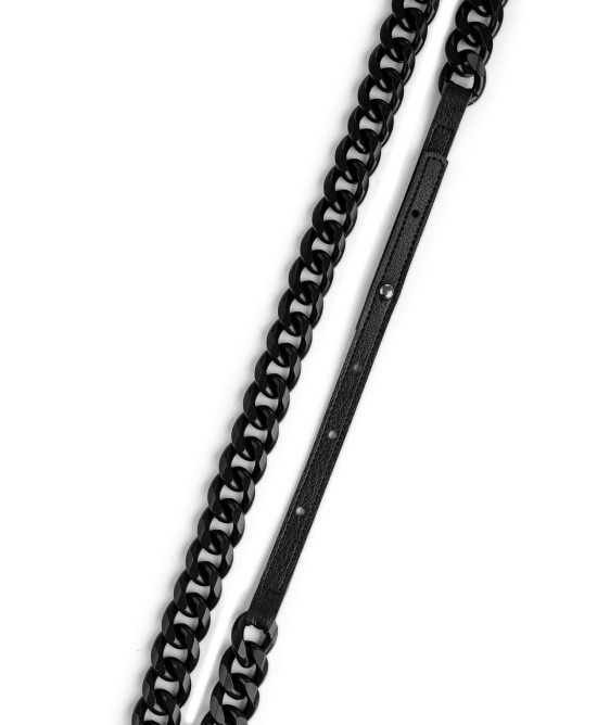 Chain and faux leather belt