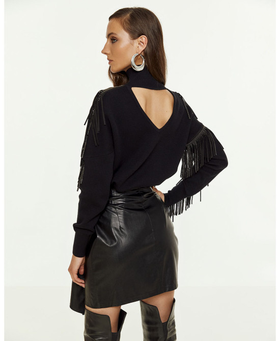 Skirt mini crossover leather