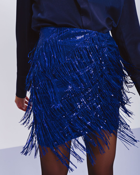 Sequin skirt with fringes