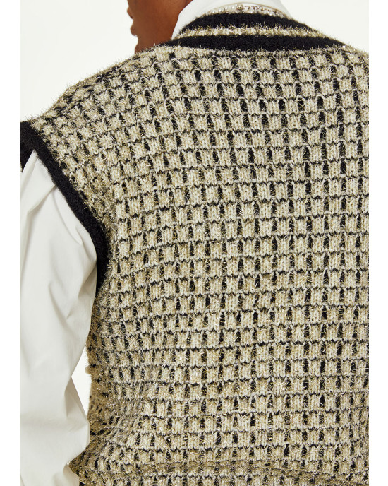 Knitted lurex blouse with pearls