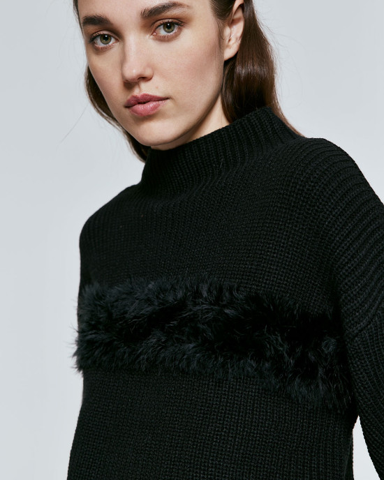 Blouse knit faux fur