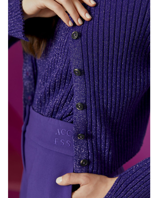 Button knitted lurex cardigan